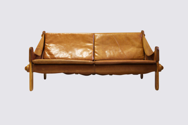 Mid-century leather sling sofa