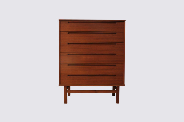 Teak tallboy by Kai Kristiansen for Tørring Møbelfabrik