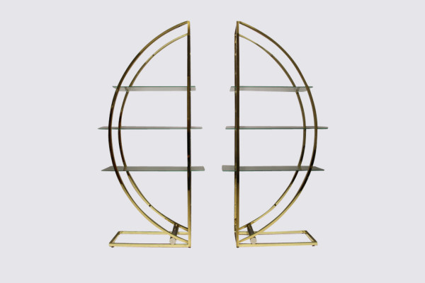 Brass etagere in the style of Milo Baughman