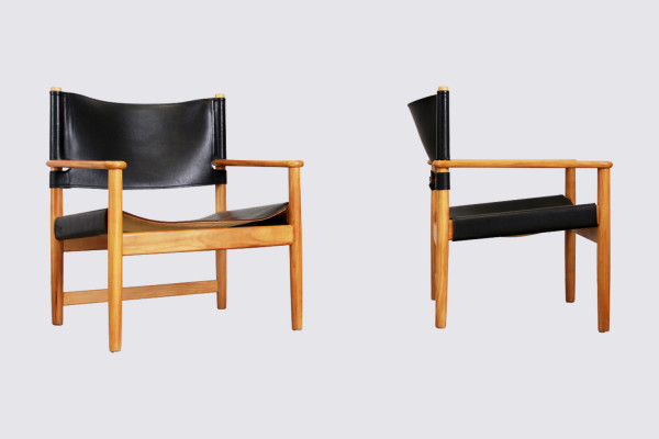 1 pair of Danish safari style armchairs