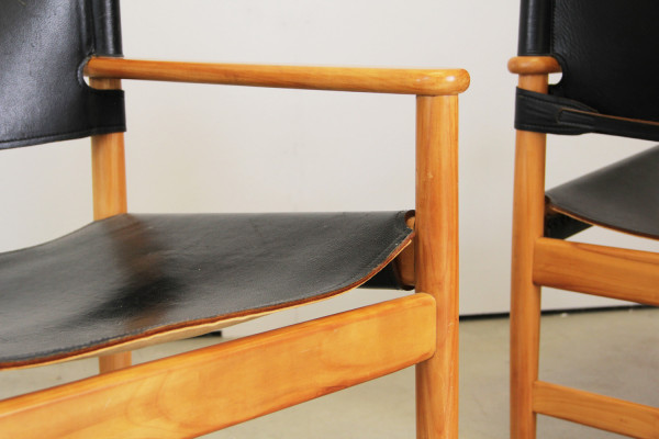 1 pair of Danish safari style armchairs