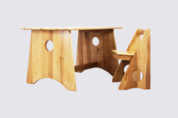 Kids table and chair by Gilbert Marklund for Furusnickarn AB