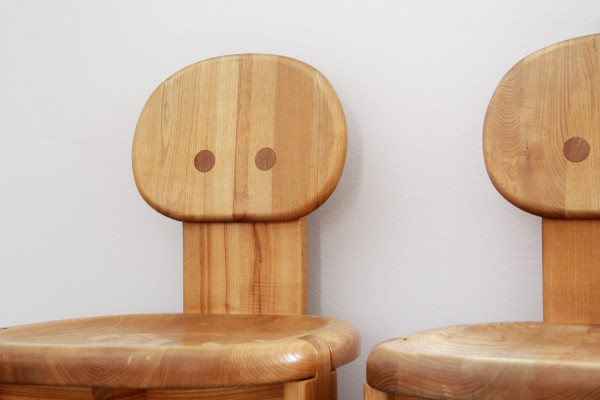 Brutalist dining set made of elm wood