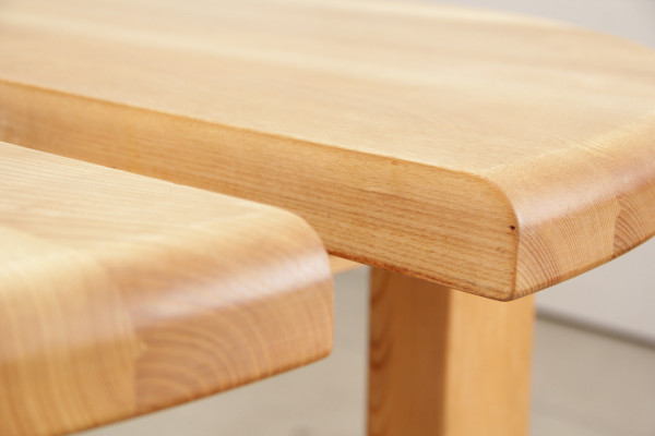 Brutalist dining set made of elm wood
