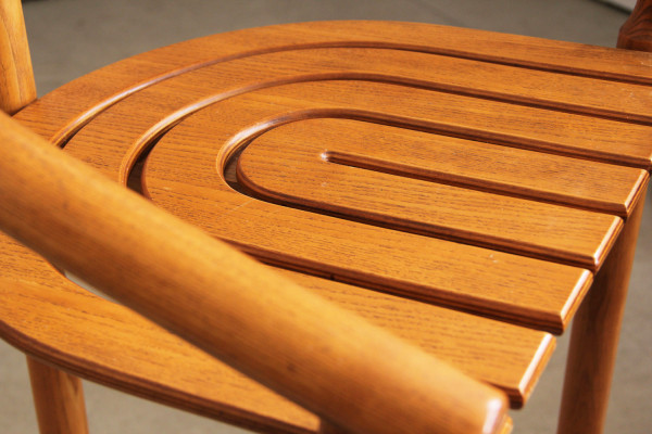 Organically shaped oak bar stools from Allmilmö