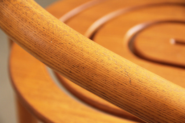 Organically shaped oak bar stools from Allmilmö